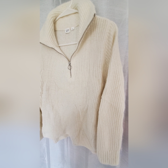 GAP Cream Knit 1/4 Zip Sweater | M - Picture 4 of 6